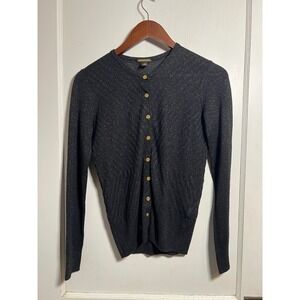Dana Buchman Women's Black Sparkle Chevron Knit Button‎ Cardigan XS